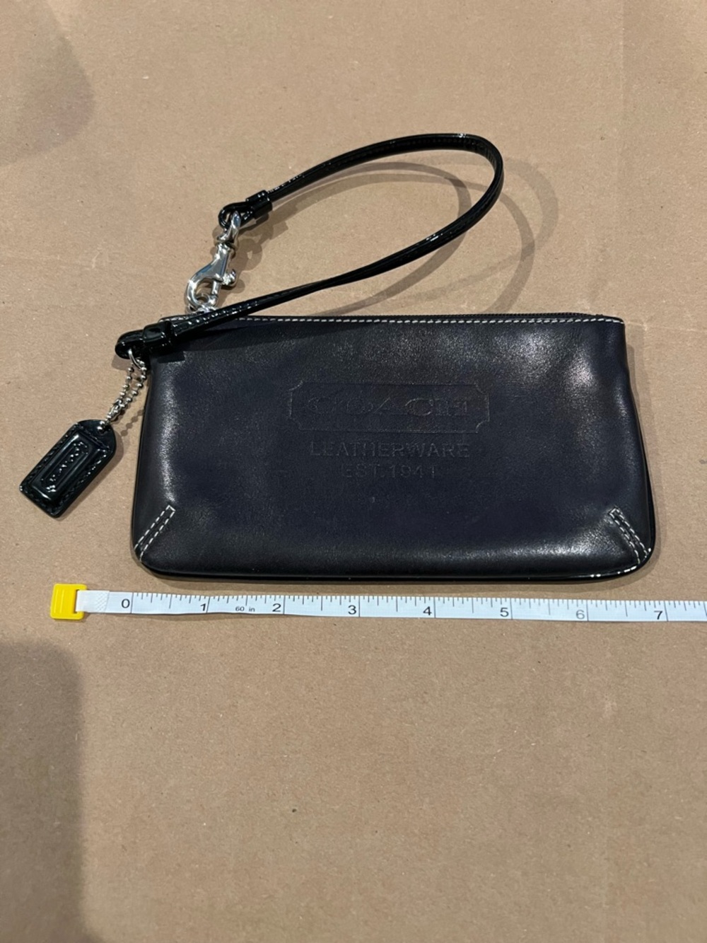 Vintage Coach Leatherware Black Leather Wristlet